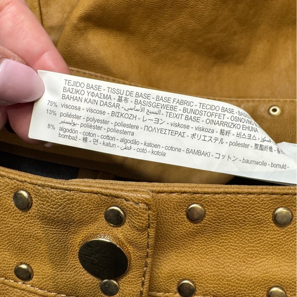 Zara Faux Leather A line Skirt Tan size S - Picture 6 of 6